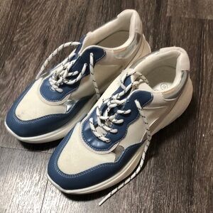 Casual Women's Blue and Cream Lace-Up Sneakers